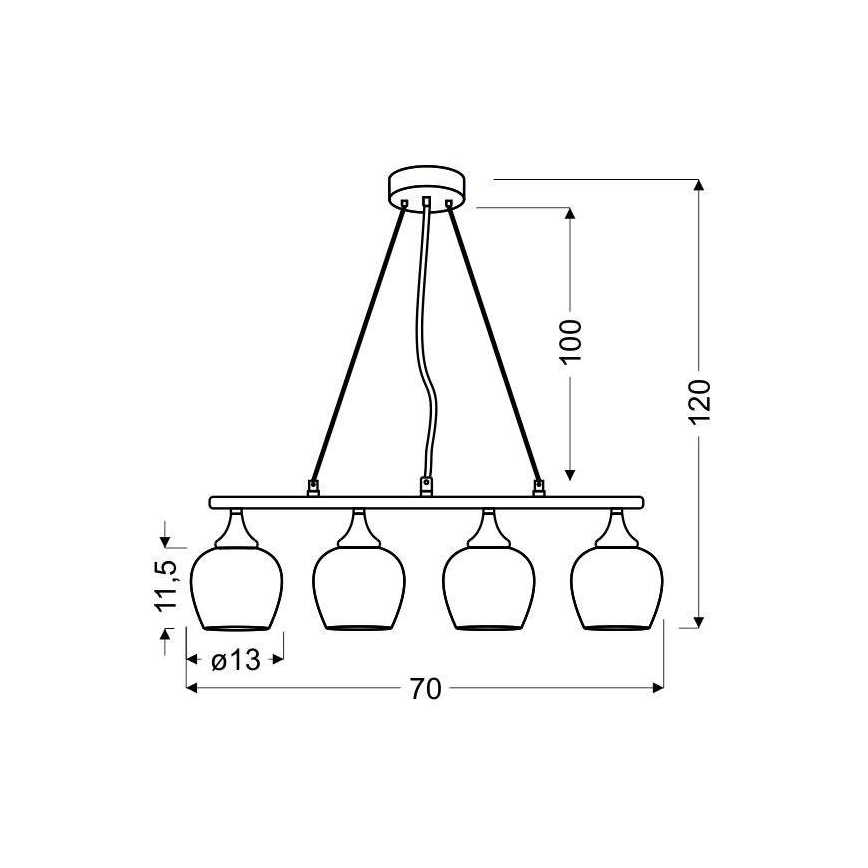 Lámpara colgante SIRIUS 4xE27/60W/230V