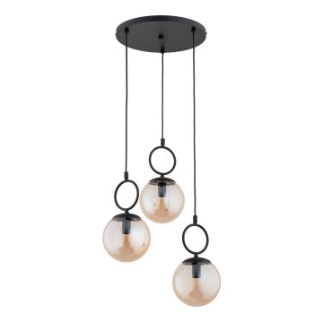 Lámpara colgante SITRO 3xE14/10W/230V negro/beige ahumado