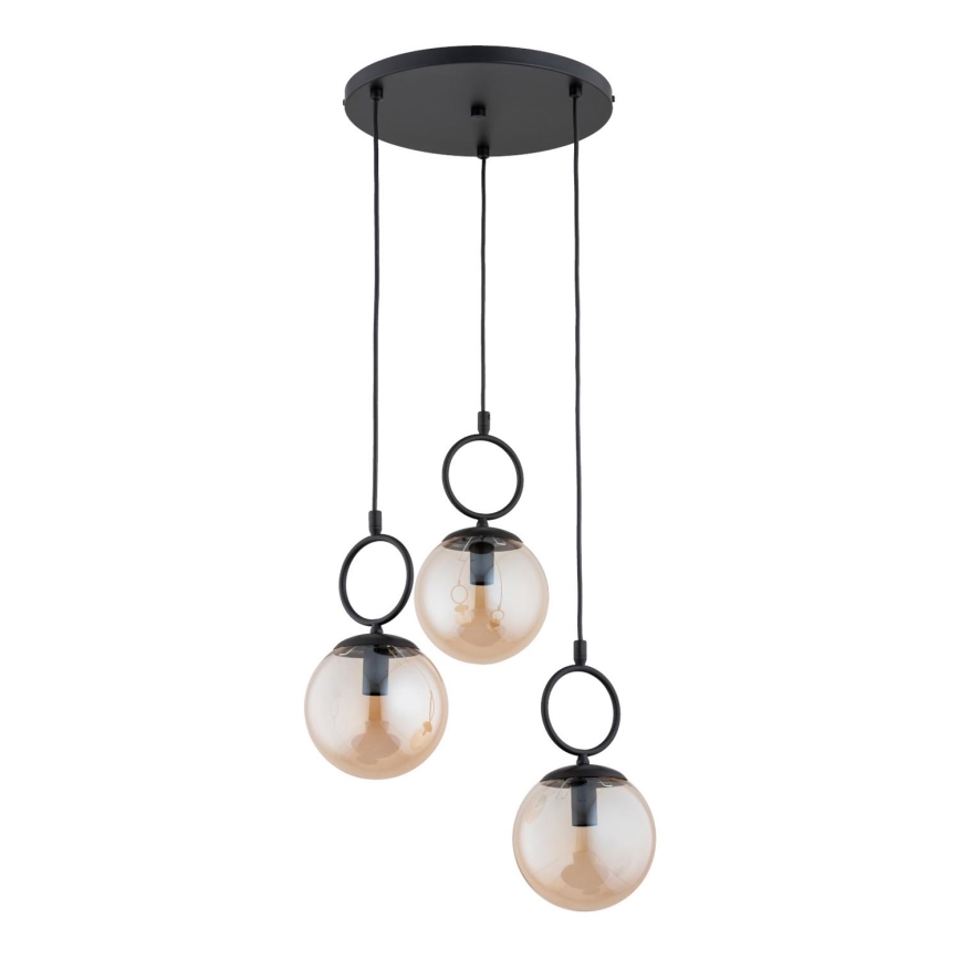 Lámpara colgante SITRO 3xE14/10W/230V negro/beige ahumado