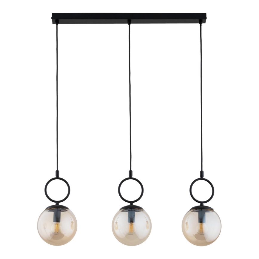 Lámpara colgante SITRO 3xE14/10W/230V negro/beige ahumado