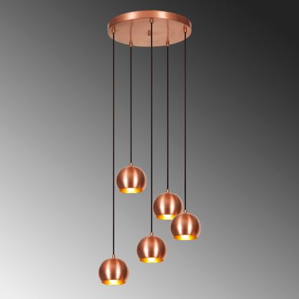 Lámpara colgante SIVANI 5xE27/40W/230V cobre