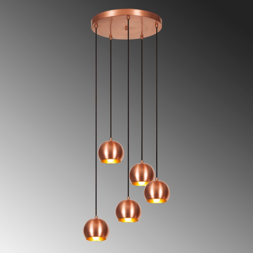 Lámpara colgante SIVANI 5xE27/40W/230V cobre