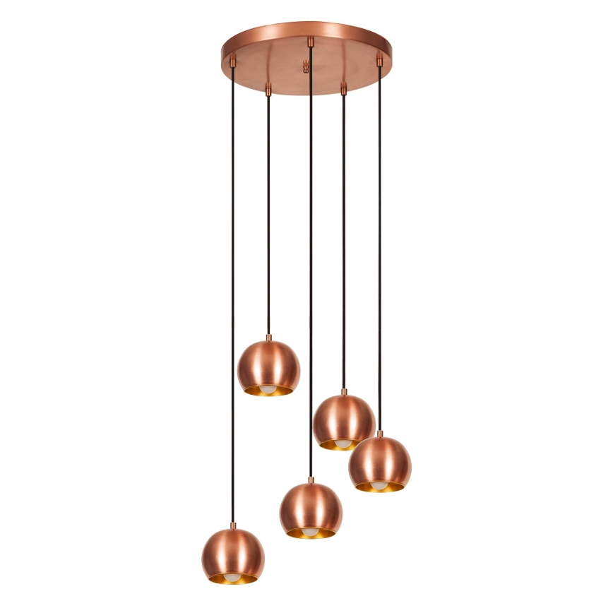 Lámpara colgante SIVANI 5xE27/40W/230V cobre
