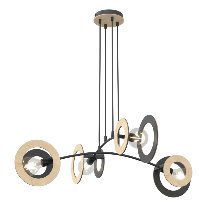 Lámpara colgante SKIVA 4xE27/15W/230V negro/beige