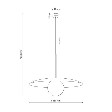 Lámpara colgante SLATE 1xE27/15W/230V diá. 65 cm negro