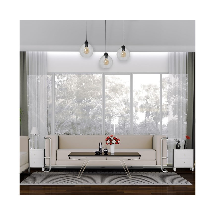 Lámpara Colgante SOFIA 3xE27/60W/230V transparente