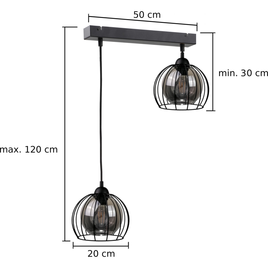 Lámpara colgante SOLO BLACK 2xE27/60W/230V