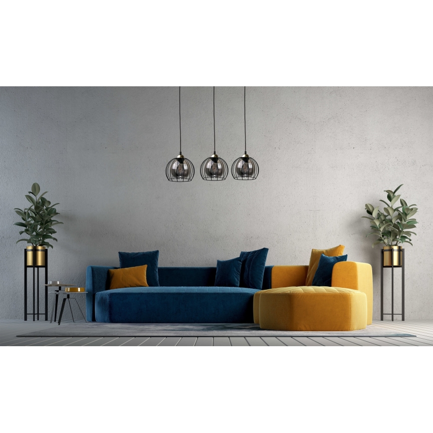 Lámpara colgante SOLO BLACK 3xE27/60W/230V negro/dorado