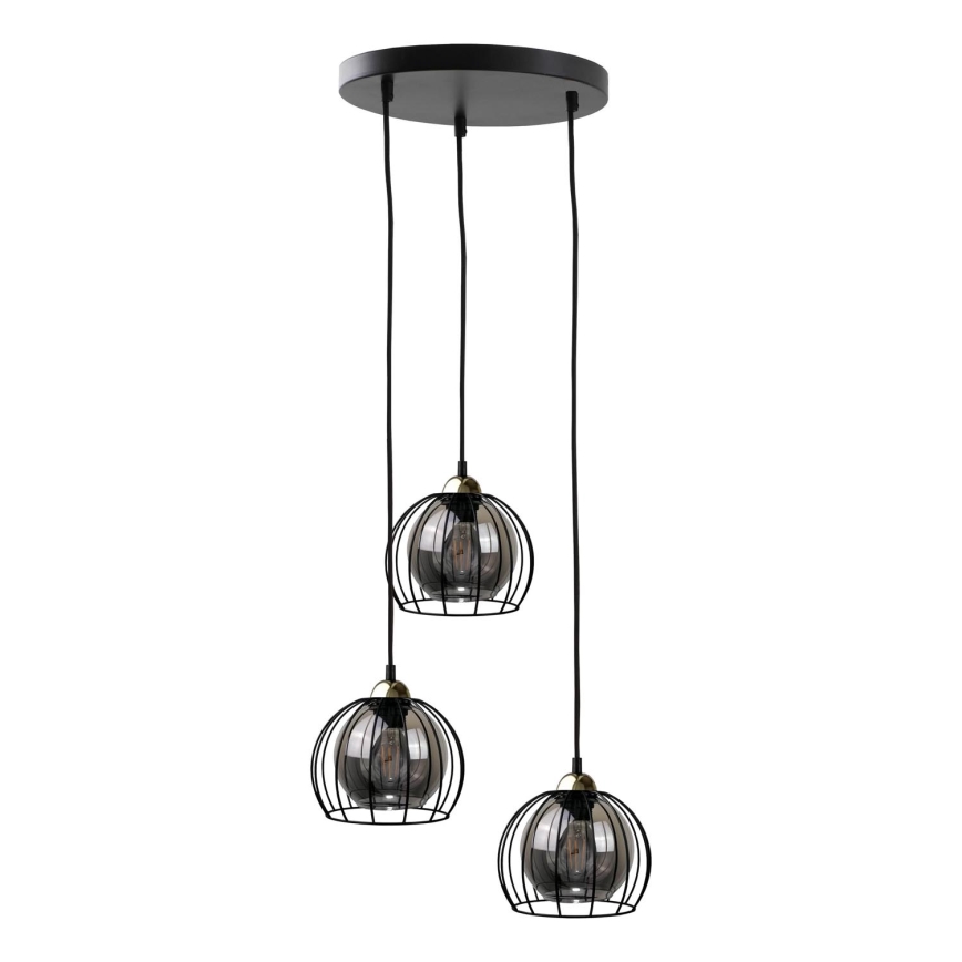 Lámpara colgante SOLO BLACK 3xE27/60W/230V negro/dorado