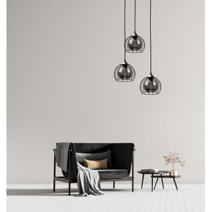 Lámpara colgante SOLO BLACK 3xE27/60W/230V negro/dorado