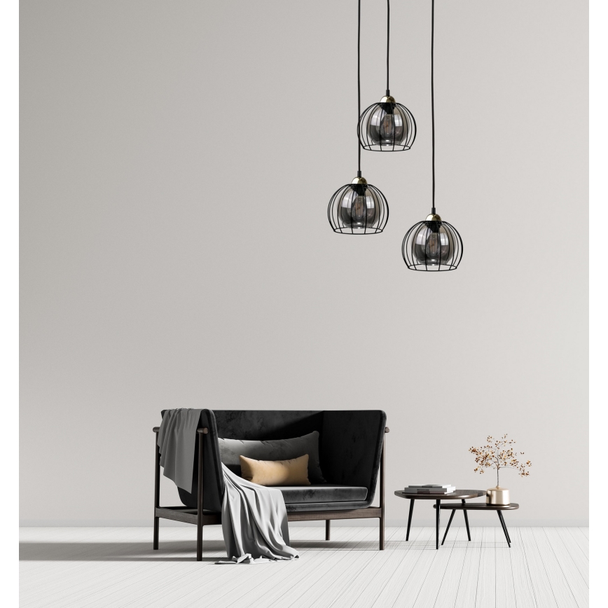 Lámpara colgante SOLO BLACK 3xE27/60W/230V negro/dorado