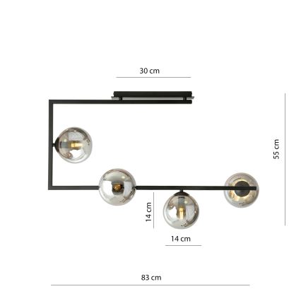 Lámpara colgante SOMA 4xE14/10W/230V negro/gris