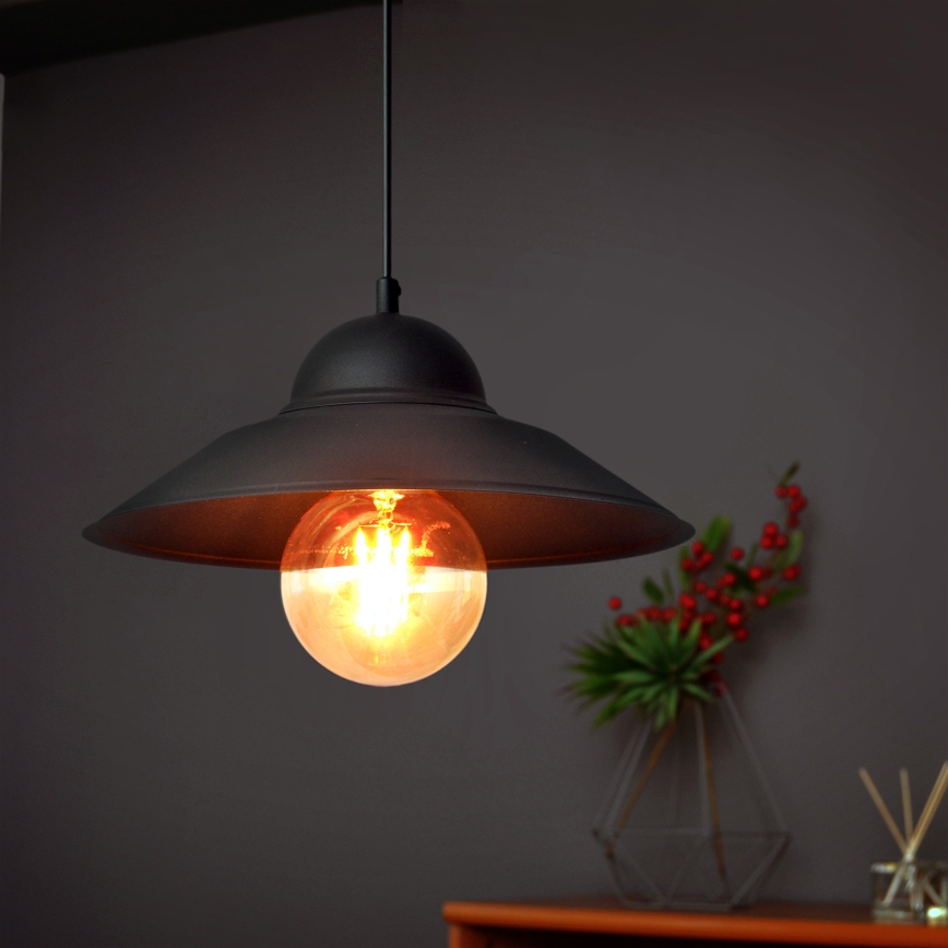Lámpara colgante SORAPIS 1xE27/15W/230V negro