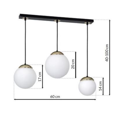Lámpara Colgante SPARTA 3xE14/40W/230V