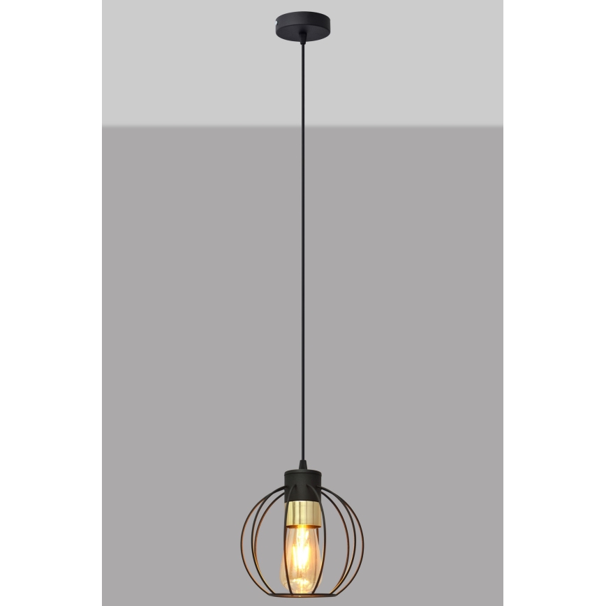 Lámpara colgante STARLIGHT 1xE27/15W/230V negro/dorado