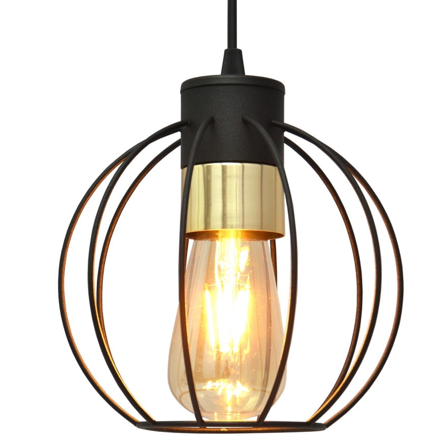 Lámpara colgante STARLIGHT 1xE27/15W/230V negro/dorado