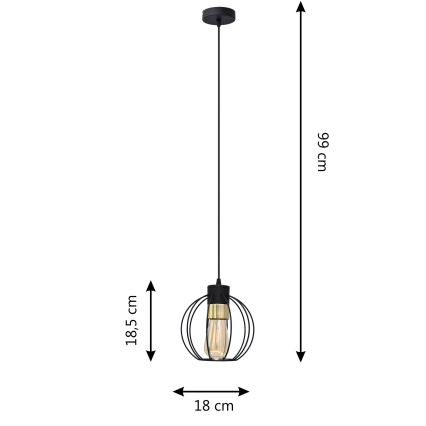 Lámpara colgante STARLIGHT 1xE27/15W/230V negro/dorado