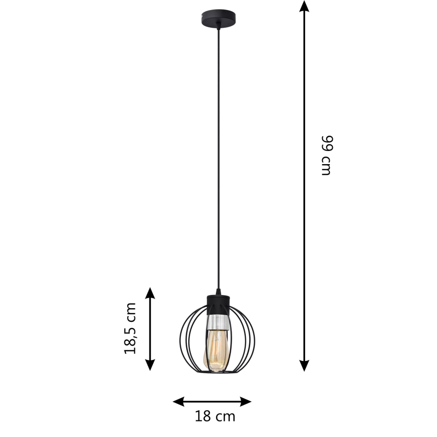 Lámpara colgante STARLIGHT 1xE27/15W/230V negro/plata
