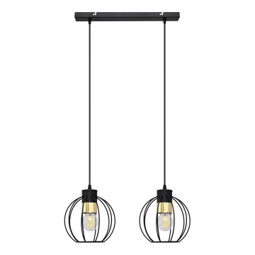 Lámpara colgante STARLIGHT 2xE27/15W/230V negro/dorado