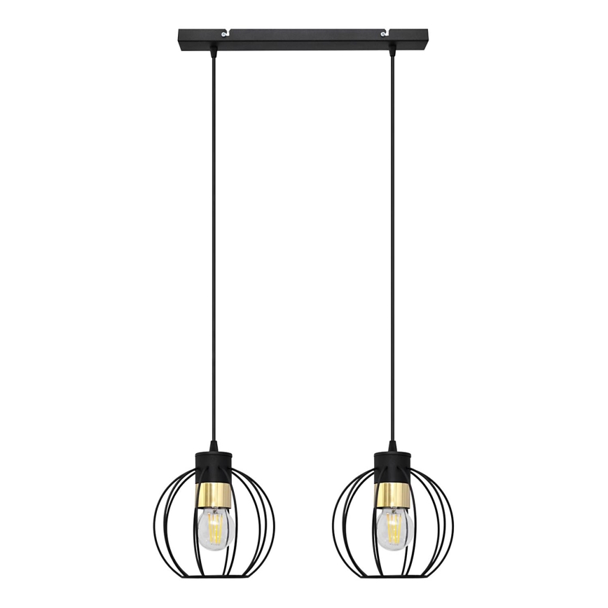 Lámpara colgante STARLIGHT 2xE27/15W/230V negro/dorado