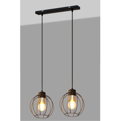 Lámpara colgante STARLIGHT 2xE27/15W/230V negro/dorado