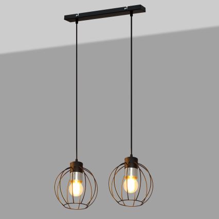 Lámpara colgante STARLIGHT 2xE27/15W/230V negro/plata