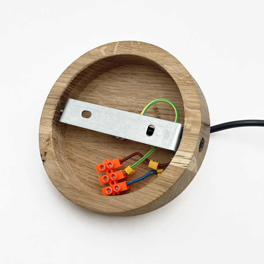 Lámpara colgante suspendida por cable PIA, 1x E27/60W/230V, Ø 30 cm, roble