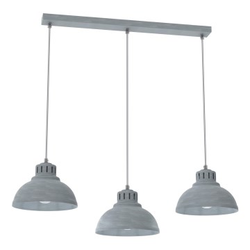 Lámpara colgante SVEN 3xE27/15W/230V gris