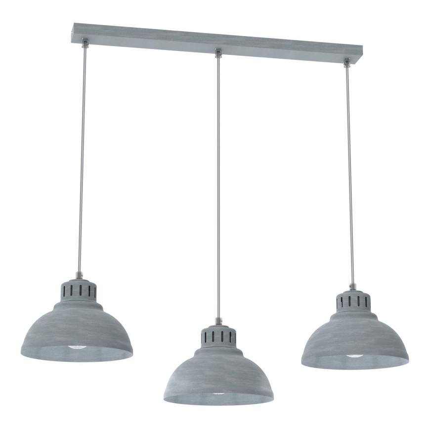Lámpara colgante SVEN 3xE27/15W/230V gris