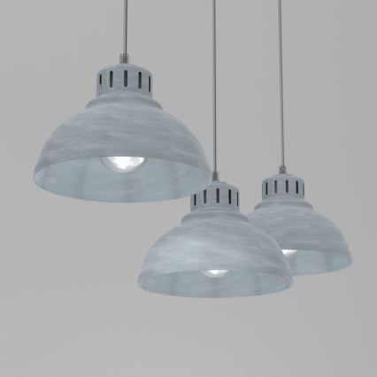 Lámpara colgante SVEN 3xE27/15W/230V gris