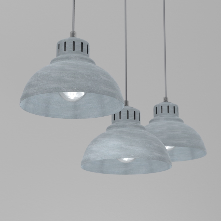 Lámpara colgante SVEN 3xE27/15W/230V gris