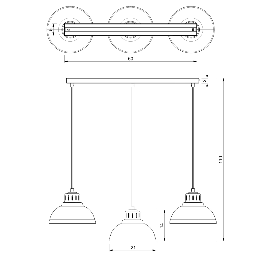 Lámpara colgante SVEN 3xE27/15W/230V gris