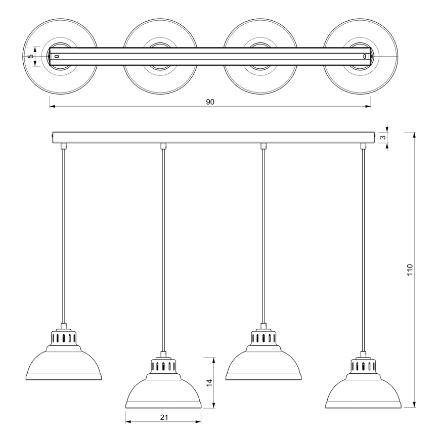 Lámpara colgante SVEN 4xE27/15W/230V latón