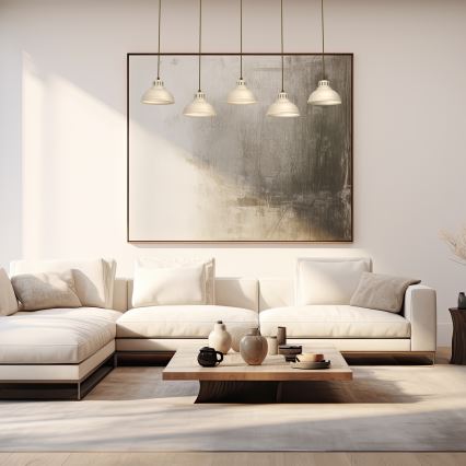 Lámpara colgante SVEN 5xE27/15W/230V beige