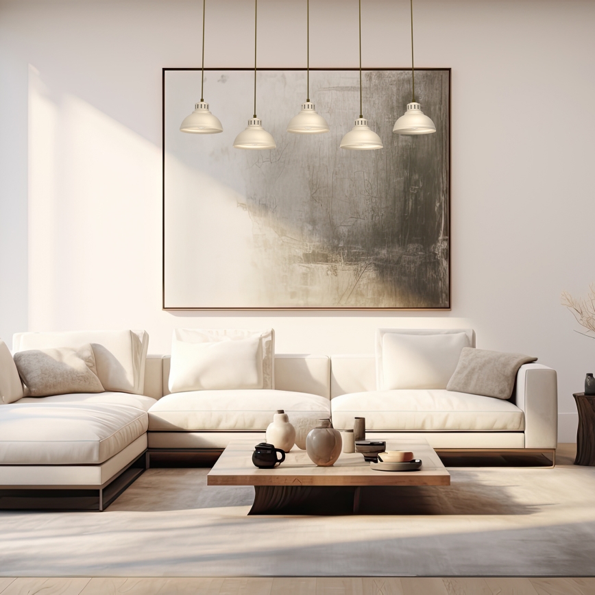 Lámpara colgante SVEN 5xE27/15W/230V beige