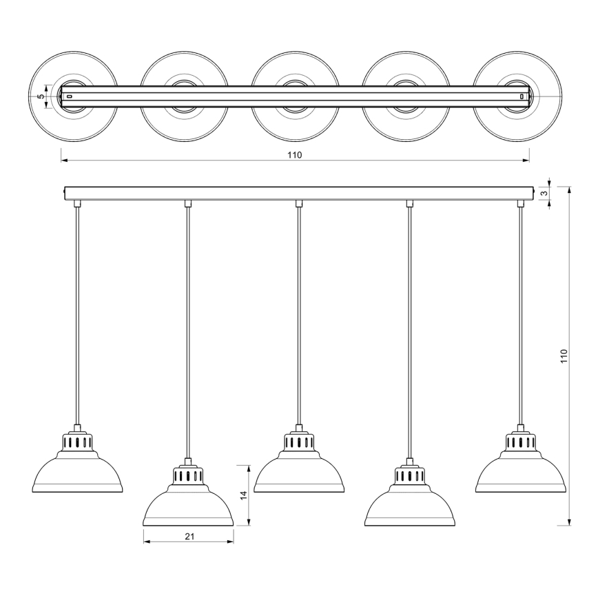 Lámpara colgante SVEN 5xE27/15W/230V beige