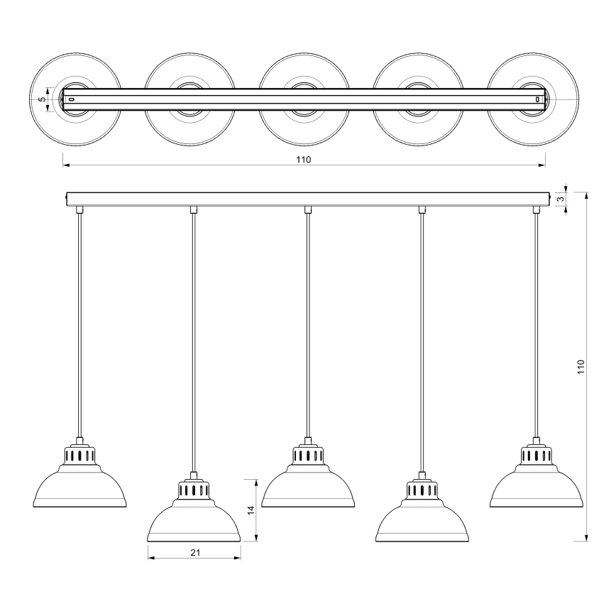 Lámpara colgante SVEN 5xE27/15W/230V negro