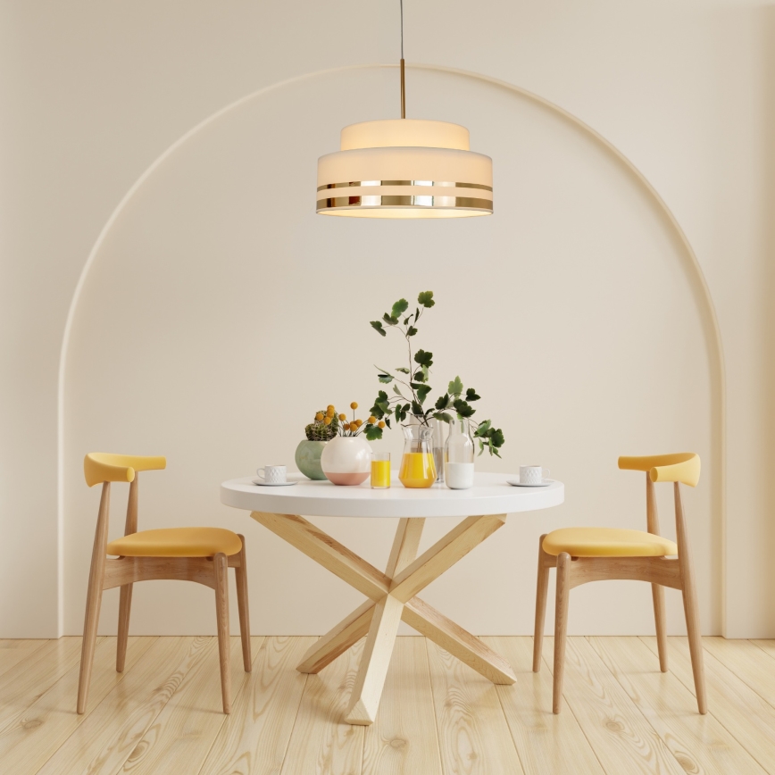 Lámpara colgante TAMI 1xE27/60W/230V diá. 40 cm beige/dorado