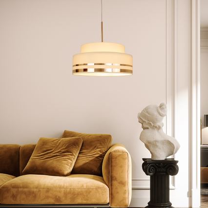 Lámpara colgante TAMI 1xE27/60W/230V diá. 40 cm beige/dorado