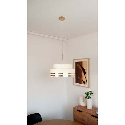 Lámpara colgante TAMI 1xE27/60W/230V diá. 40 cm beige/dorado