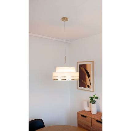 Lámpara colgante TAMI 1xE27/60W/230V diá. 40 cm beige/dorado