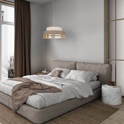 Lámpara colgante TAMI 1xE27/60W/230V diá. 40 cm beige/marrón/dorado
