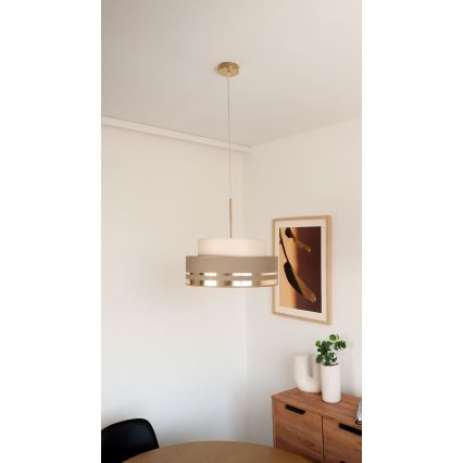 Lámpara colgante TAMI 1xE27/60W/230V diá. 40 cm beige/marrón/dorado