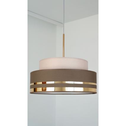 Lámpara colgante TAMI 1xE27/60W/230V diá. 40 cm beige/marrón/dorado