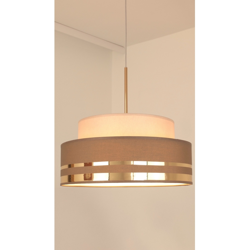 Lámpara colgante TAMI 1xE27/60W/230V diá. 40 cm beige/marrón/dorado