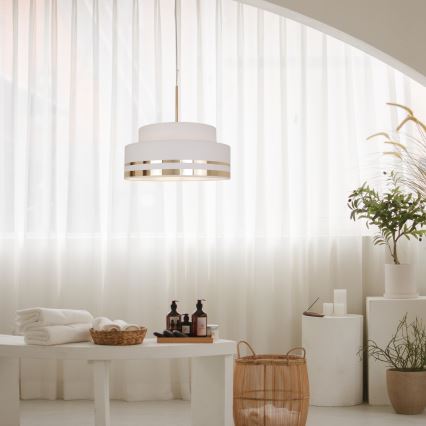 Lámpara colgante TAMI 1xE27/60W/230V diá. 40 cm color crema/dorado