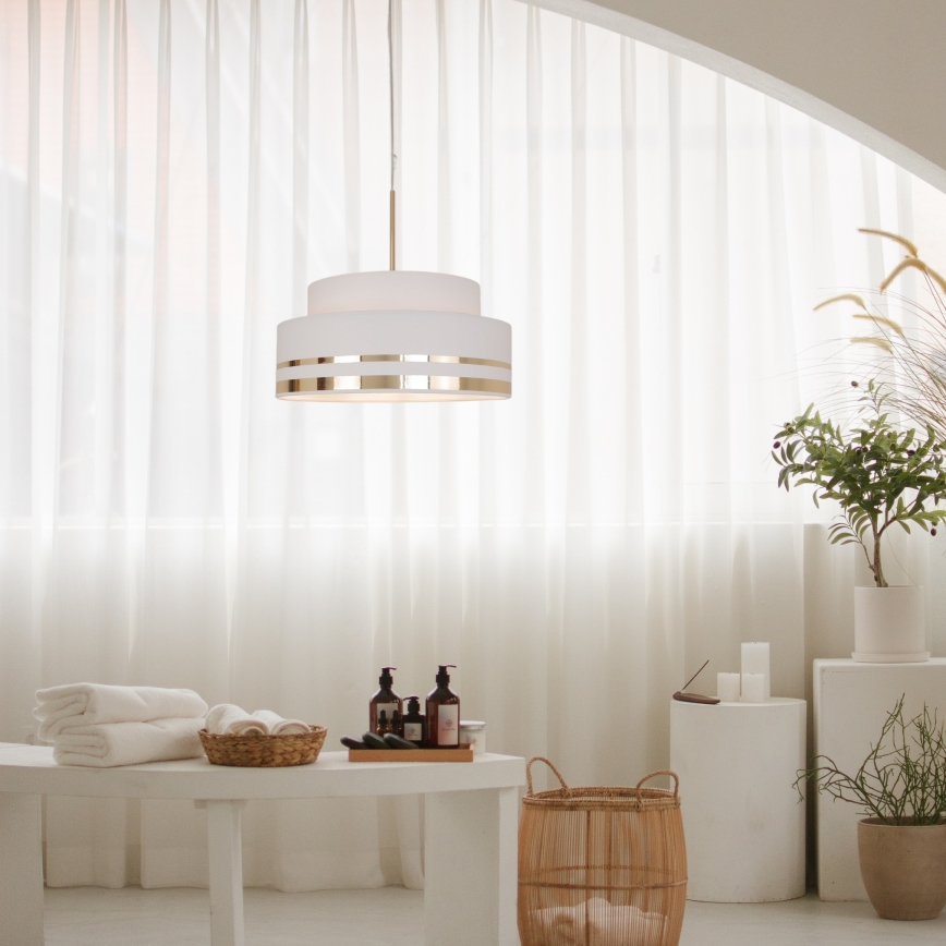 Lámpara colgante TAMI 1xE27/60W/230V diá. 40 cm color crema/dorado