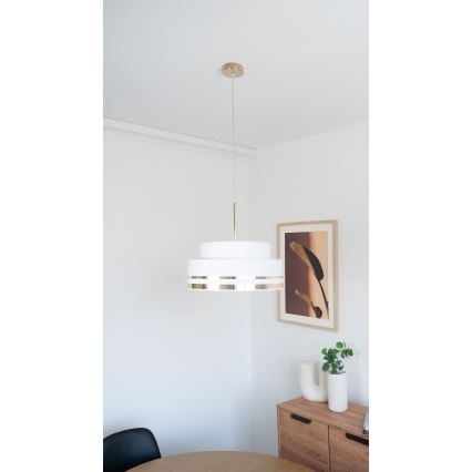 Lámpara colgante TAMI 1xE27/60W/230V diá. 40 cm color crema/dorado