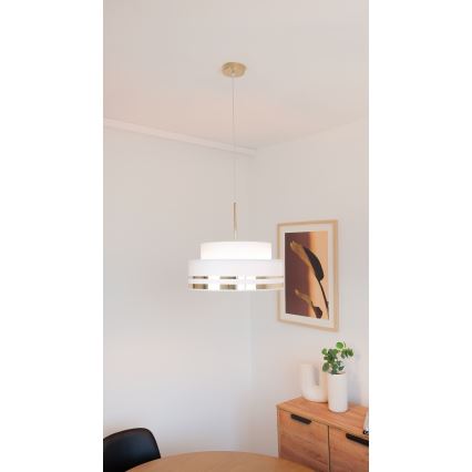 Lámpara colgante TAMI 1xE27/60W/230V diá. 40 cm color crema/dorado