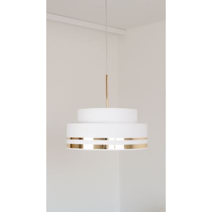 Lámpara colgante TAMI 1xE27/60W/230V diá. 40 cm color crema/dorado